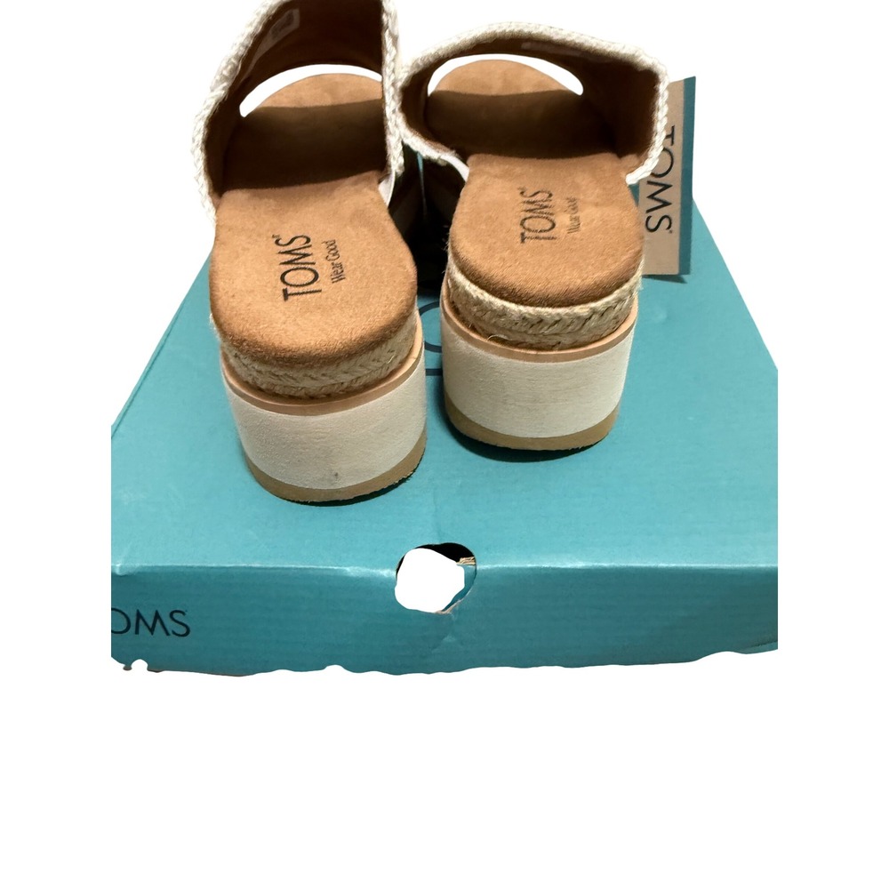 New/box TOMS Adria Platform Slide Sandals White Canvas Espadrille Women's Size 8 - Picture 4 of 7
